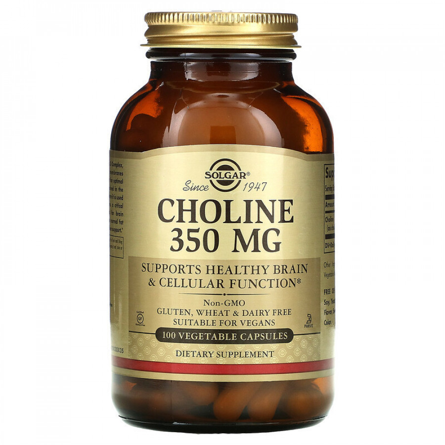 Холин "Choline" 350 мг, Solgar, 100 капсул
