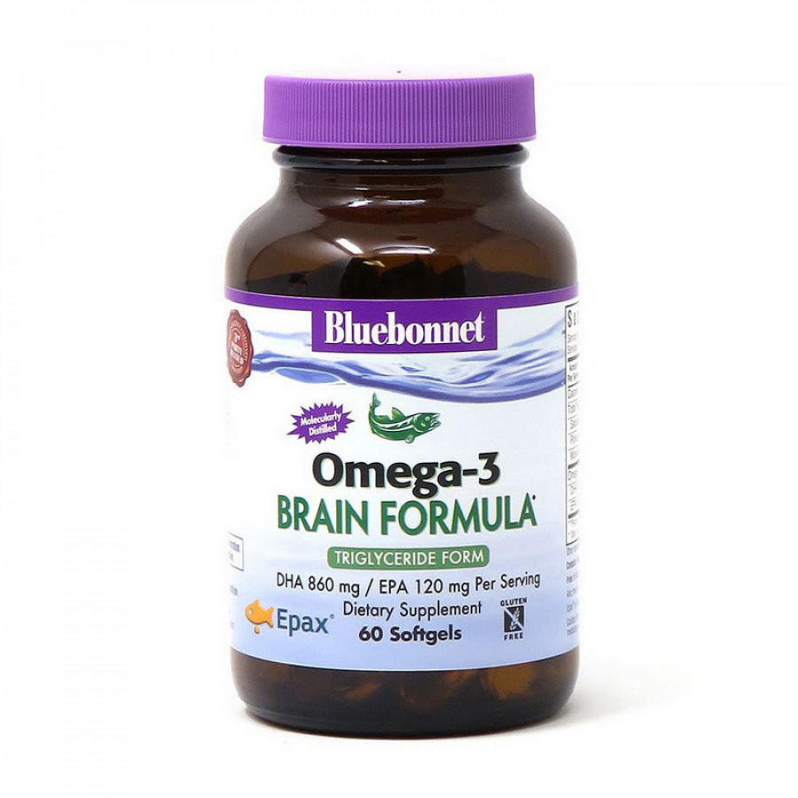 Добавка для мозга с омега-3 "Omega-3 Brain Formula" Bluebonnet Nutrition, 2000 мг, 60 желатиновых капсул