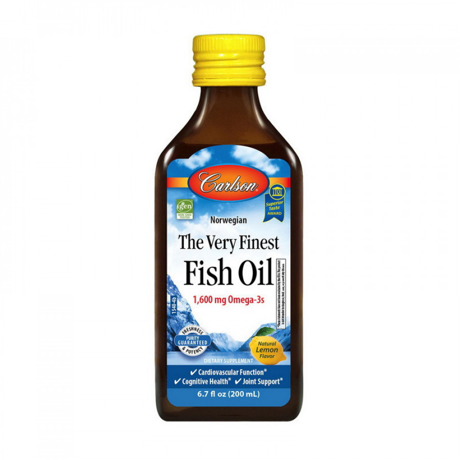 Рыбий жир "The Very Finest" со вкусом апельсина, 1600 мг, Carlson Labs, 200 мл