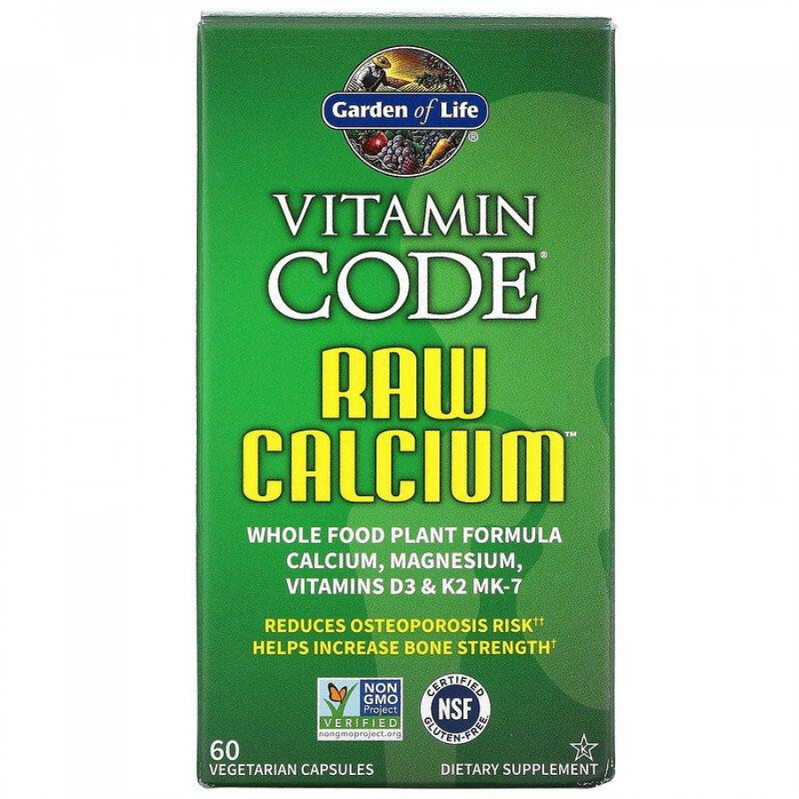 Сырой кальций "Vitamin Code Raw Calcium" 1100 мг, Garden Of Life, 60 капсул