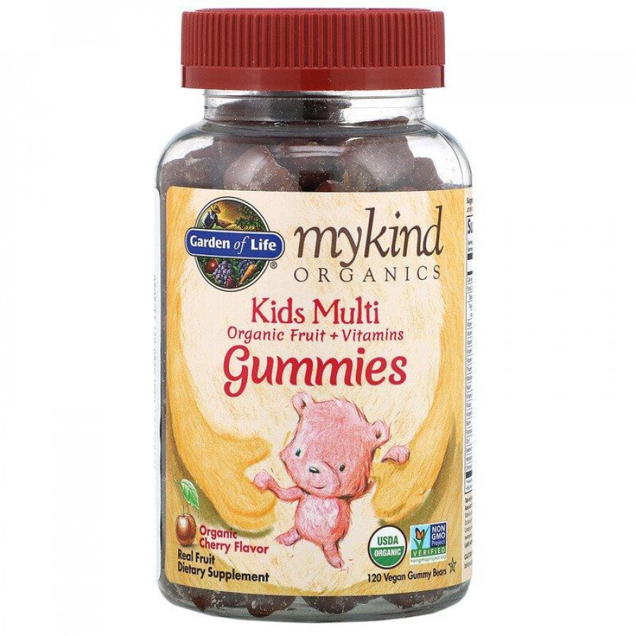 Детские мультивитамины "Kids Multi Gummies" Garden Of Life, органическая вишня, 120 желейных конфет