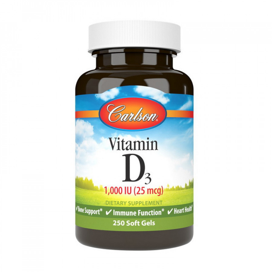 Витамин D3 "Vitamin D3" 1000 МЕ/25 мкг, Carlson Labs, 250 капсул