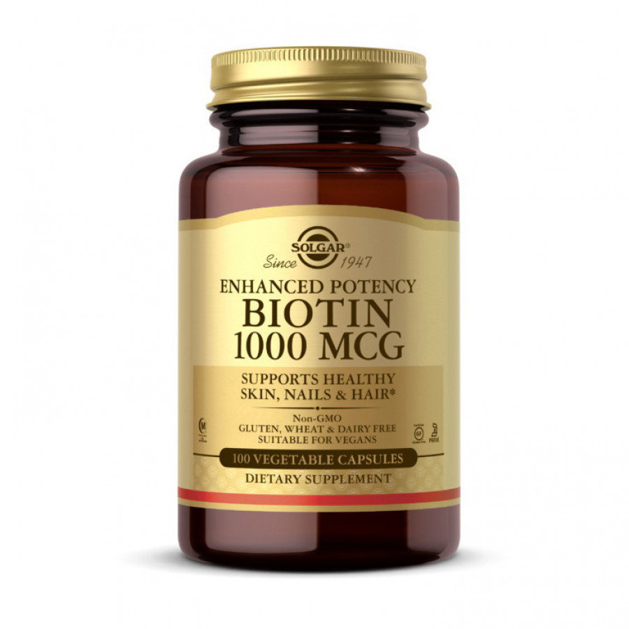 Биотин "Biotin" 1000 мкг, Solgar, 100 капсул