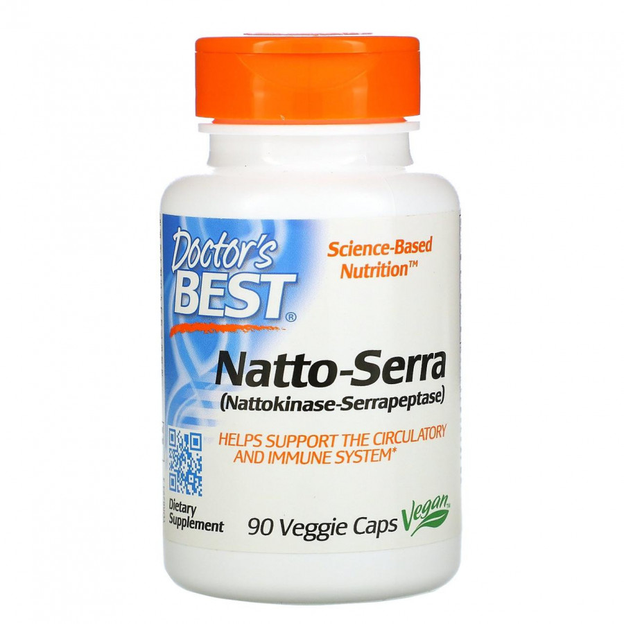 Наттокиназа с серрапептазой и кальцием "Natto-Serra" Doctor's Best, 90 капсул