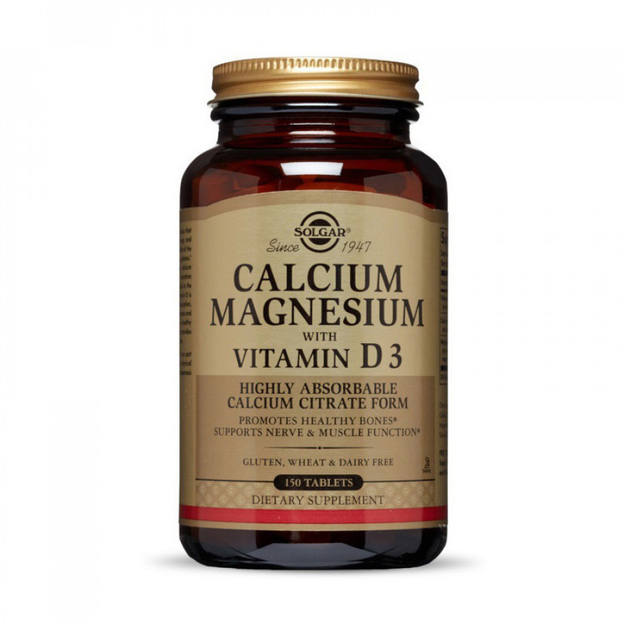 Кальций, магний с витамином D3 "Calcium Magnesium with Vitamin D3" Solgar, 150 таблеток