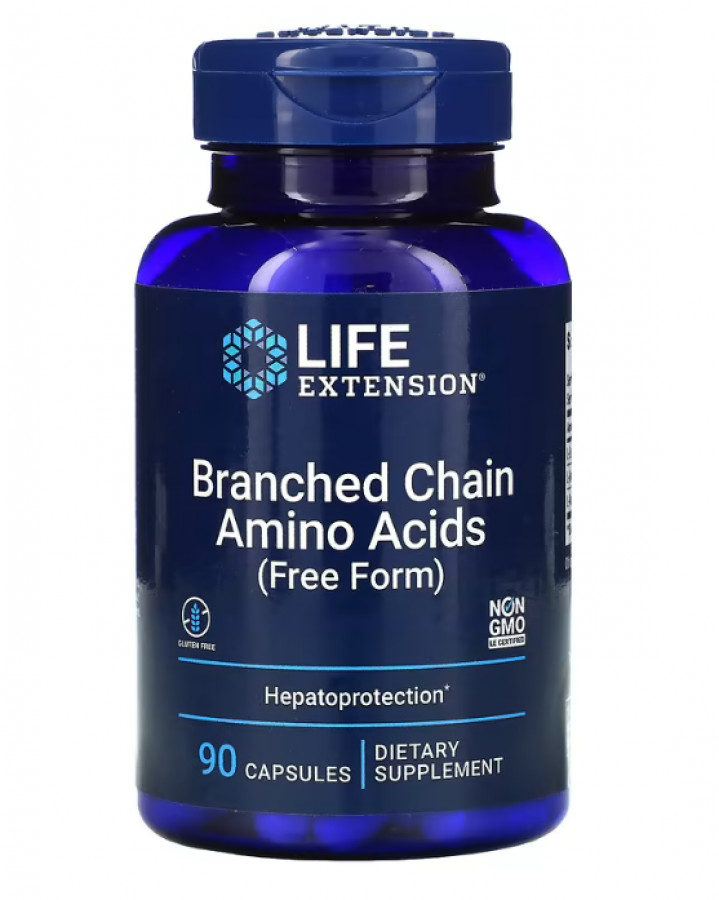 БЦАА, BCAA, аминокислоты с разветвлённой цепью, Branched Chain Amino Acids, Life Extension, 90 капсул