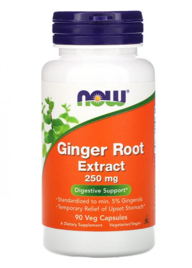Экстракт корня имбиря "Ginger Root Extract", Now Foods, 250 мг, 90 капсул