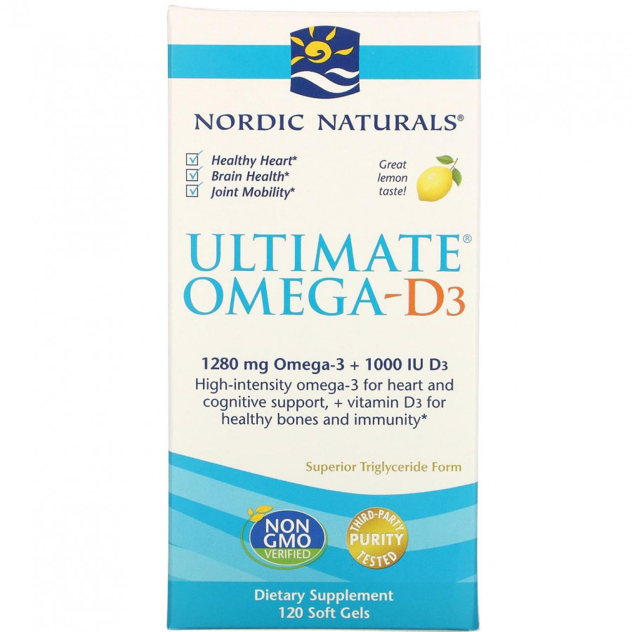 Омега-3 с витамином D3 "Ultimate Omega - D3" Nordic Naturals, 1280 мг, 120 желатиновых капсул