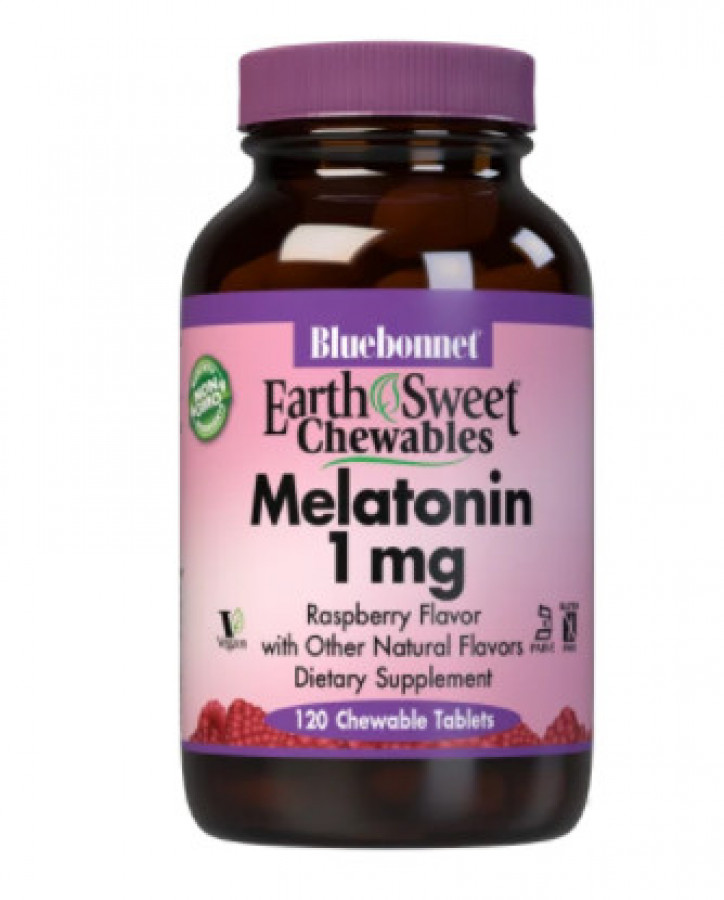 Мелатонин "Melatonin" Bluebonnet Nutrition, 1 мг, малина, 120 жевательных таблеток