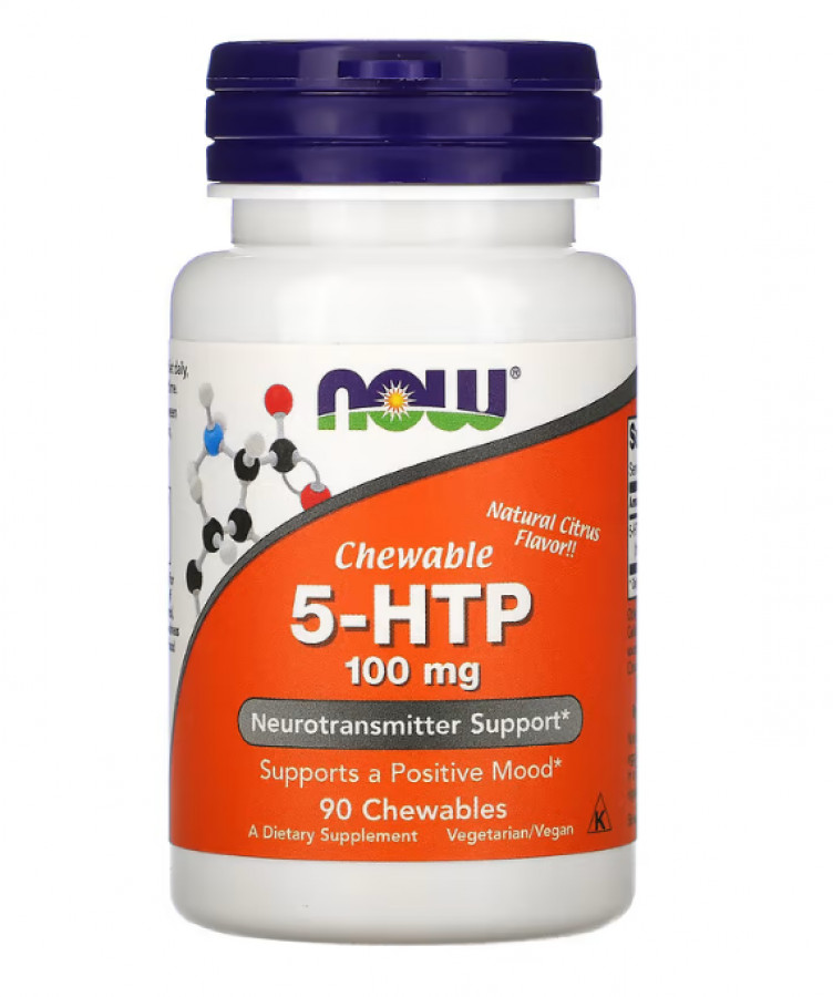 5-HTP Гидрокситриптофан цитрусовый Now Foods (5-HTP) 100 мг 90 жевательных таблеток