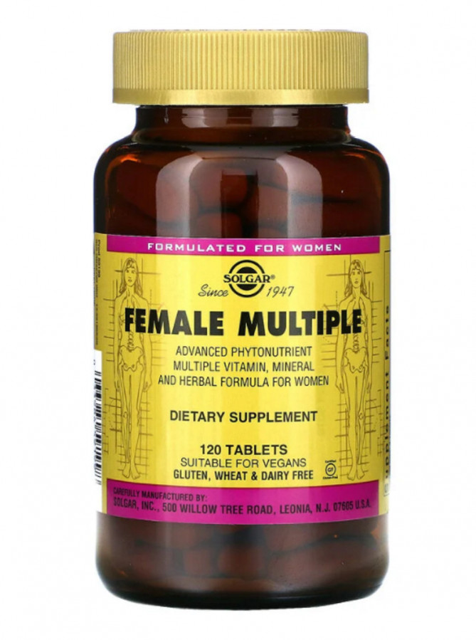Витамины и минералы для женщин, Female Multiple, Solgar, 120 таблеток