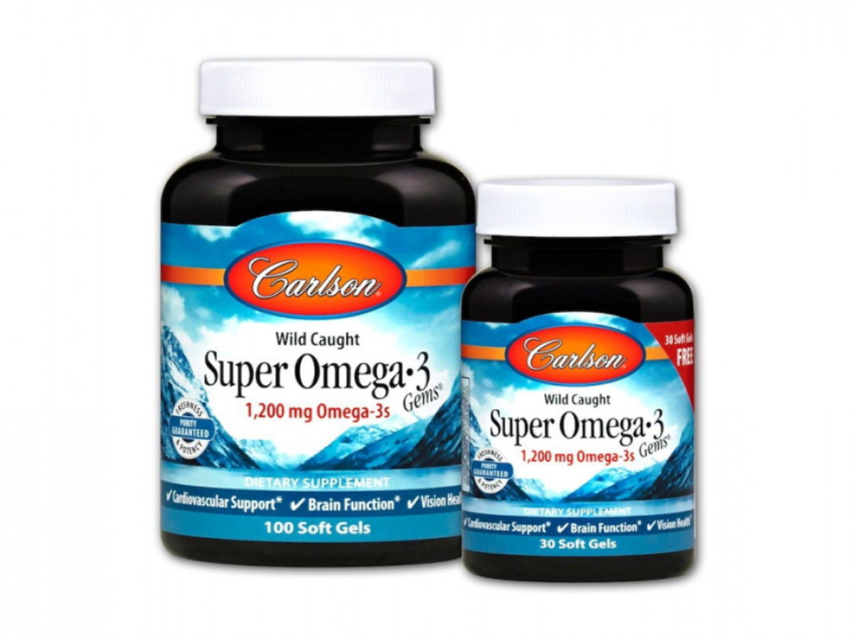 Супер-омега-3 "Super Omega-3s" Carlson Labs, 1200 мг, 100+30 желатиновых капсул