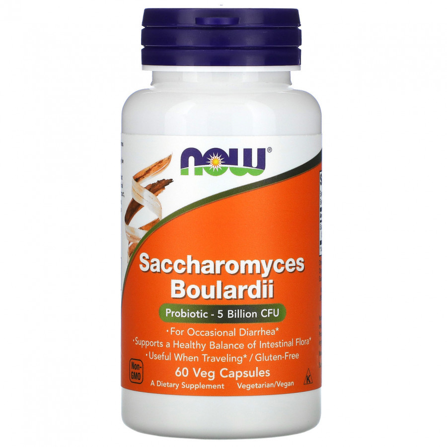 Сахаромицеты Буларди, пробиотики "Saccharomyces Boulardii" 10 млрд КОЕ, Now Foods, 60 капсул