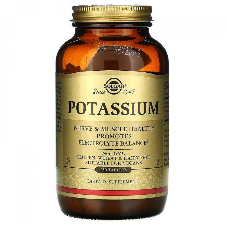 Калий "Potassium" Solgar, 99 мг, 250 таблеток