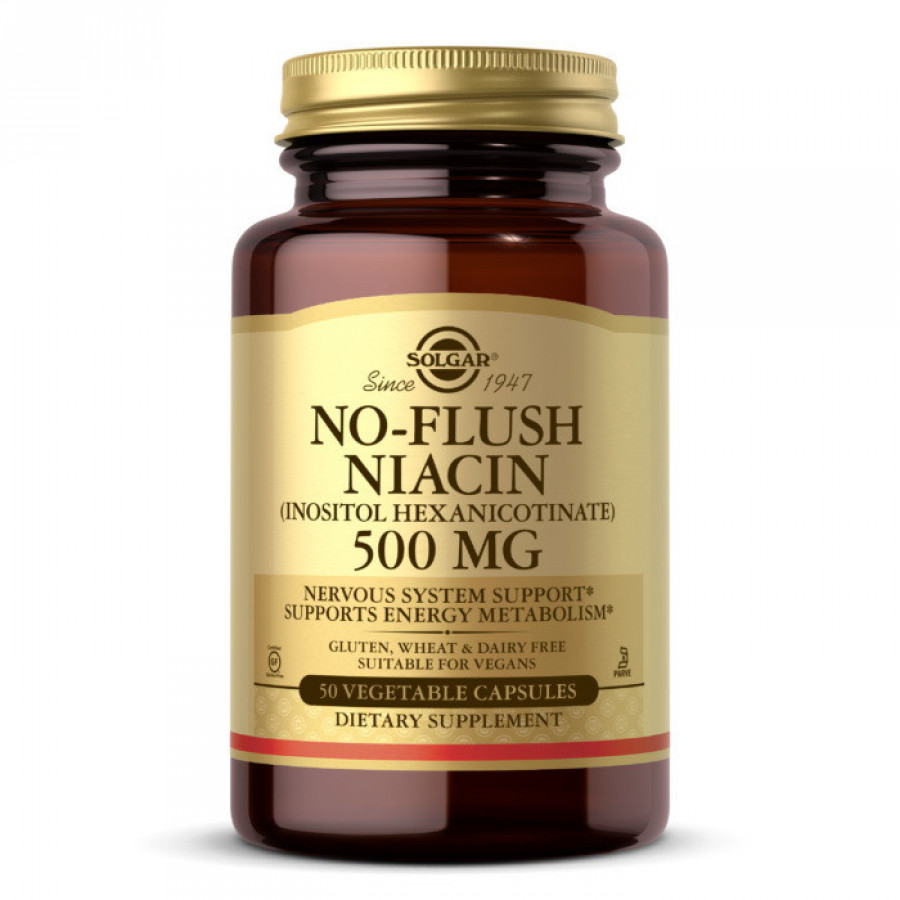 Ниацин не вызывающий покраснений "No-Flush Niacin" Solgar, 500 мг, 50 капсул