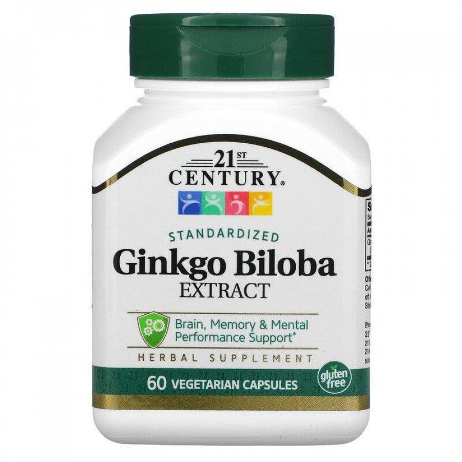Экстракт гинкго билоба "Ginkgo Biloba" 21st Century, 60 мг, 60 капсул