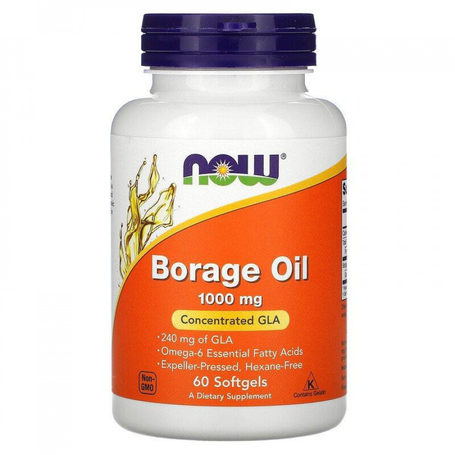 Масло бурачника "Borage Oil" Now Foods, высокая концентрация ГЛК, 100 мг, 60 капсул