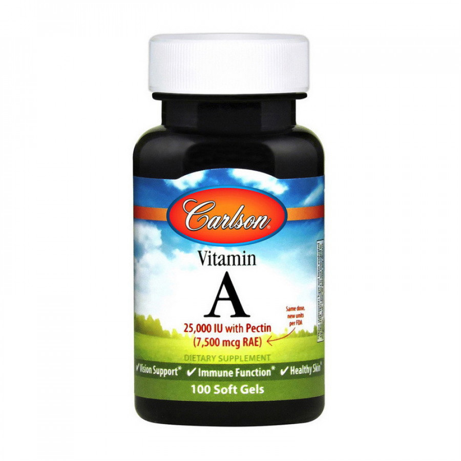 Витамин A "Vitamin A" 7 500 мг, Carlson Labs, 100 капсул