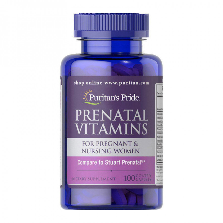 Витамины и минералы для беременных и кормящих женщин Prenatal Vitamins Puritan's Pride 100 таблеток