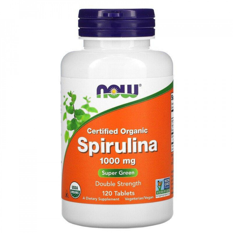 Органическая спирулина "Spirulina" 1000 мг, Now Foods, 120 таблеток