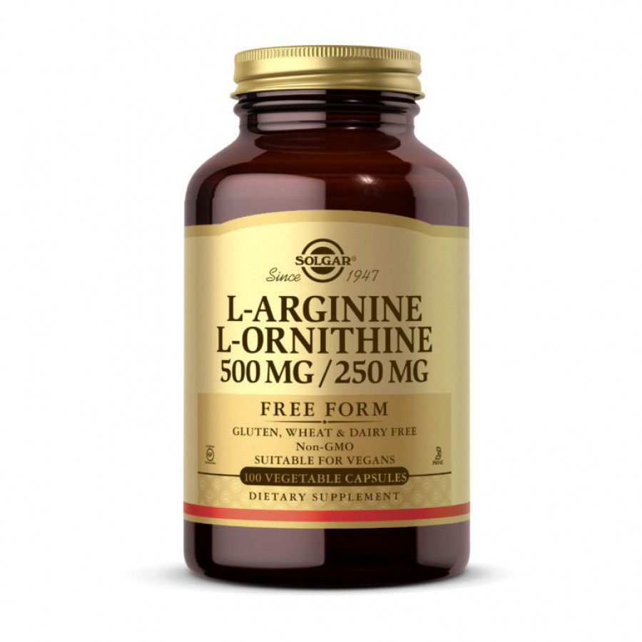 Аргинин и орнитин "Arginine&Ornithine" Solgar, 500 мг/250 мг, 100 капсул