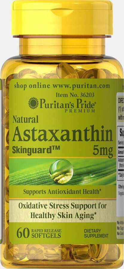 Астаксантин Puritan's Pride (Astaxanthin) 5 мг 60 капсул