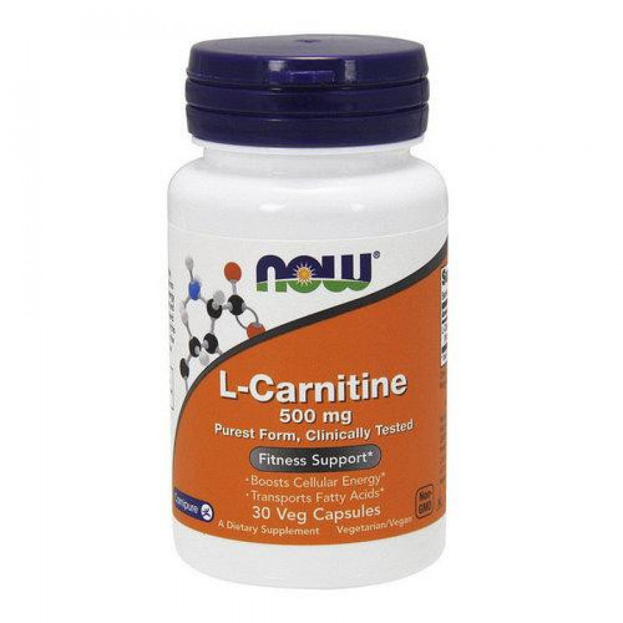 Л-карнитин "L-Carnitine purest form", Now Foods, 500 мг, 30 капсул