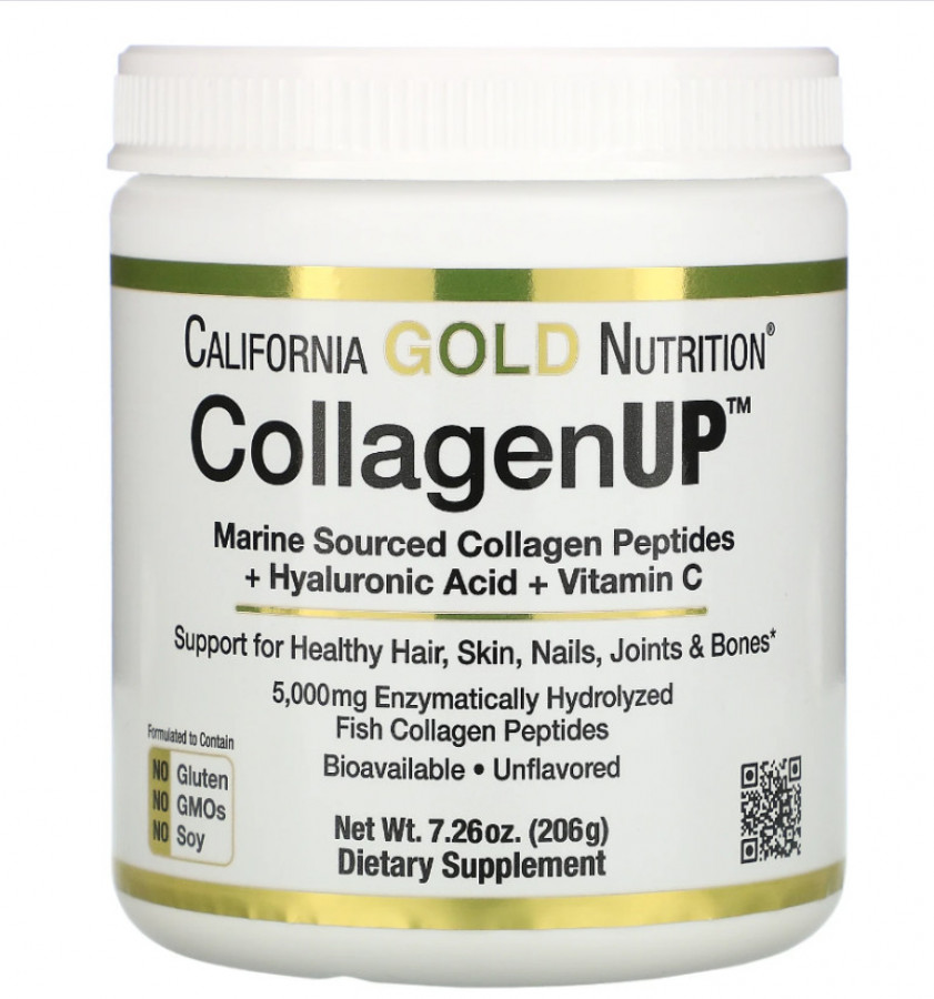 CollagenUP, морской коллаген, гиалуроновая кислота и витамин С, California Gold Nutrition, 206 г