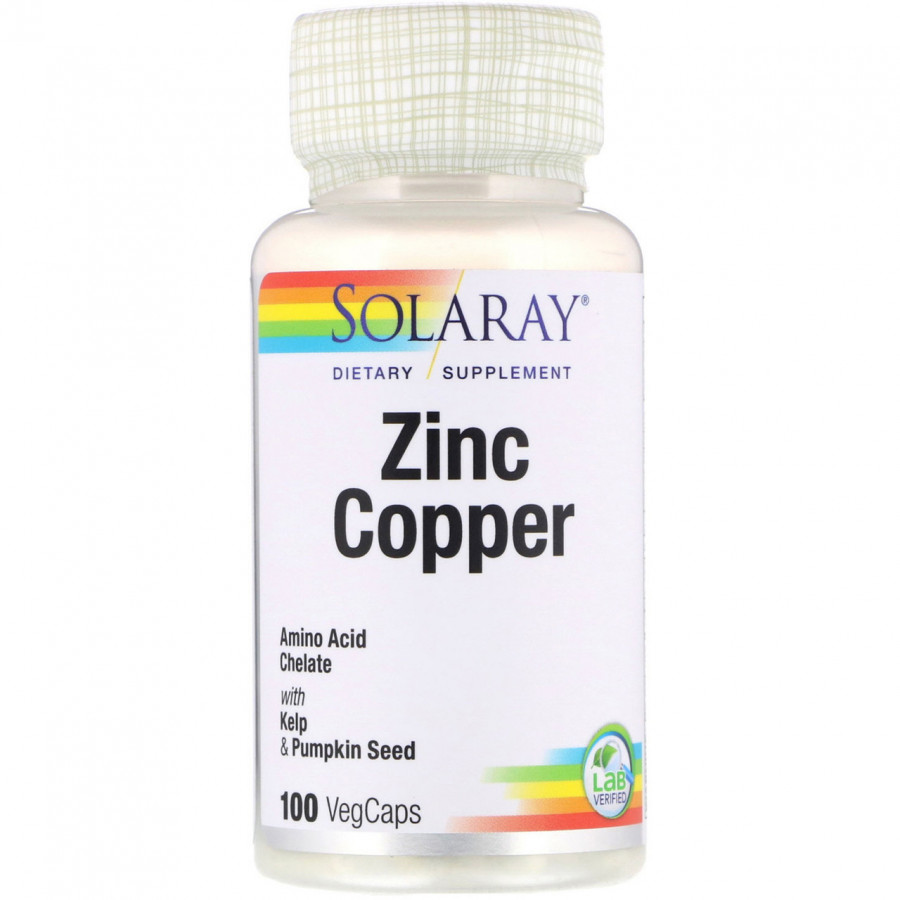 Цинк и медь "Zinc Copper" Solaray, 100 капсул