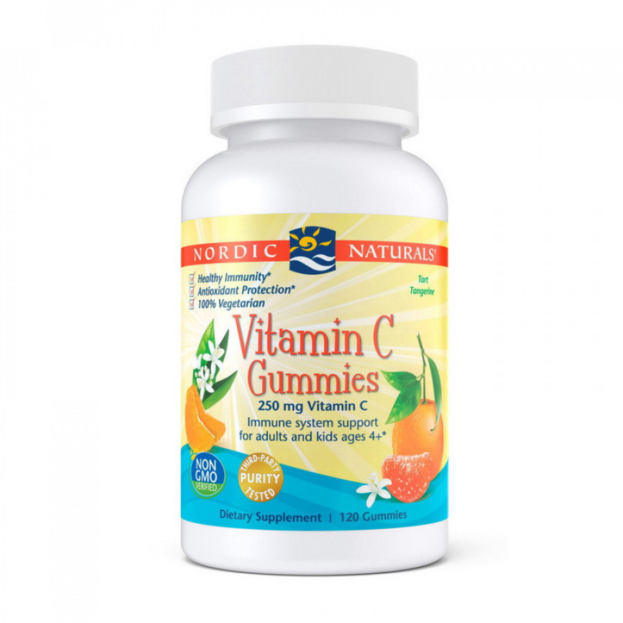 Витамин C "Vitamin C Gummies" 250 мг, со вкусом мандарина, Nordic Naturals, 120 жевательных конфет