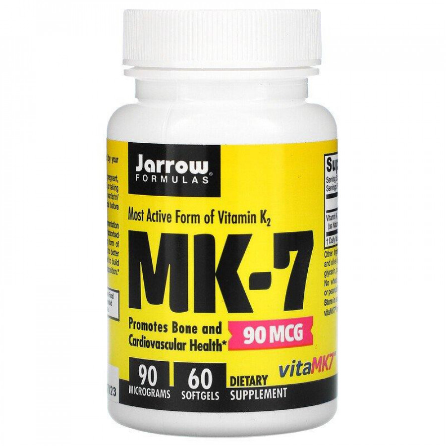 Витамин K2 в форме менахинона-7, MK-7, 90 мкг, Jarrow Formulas, 60 капсул