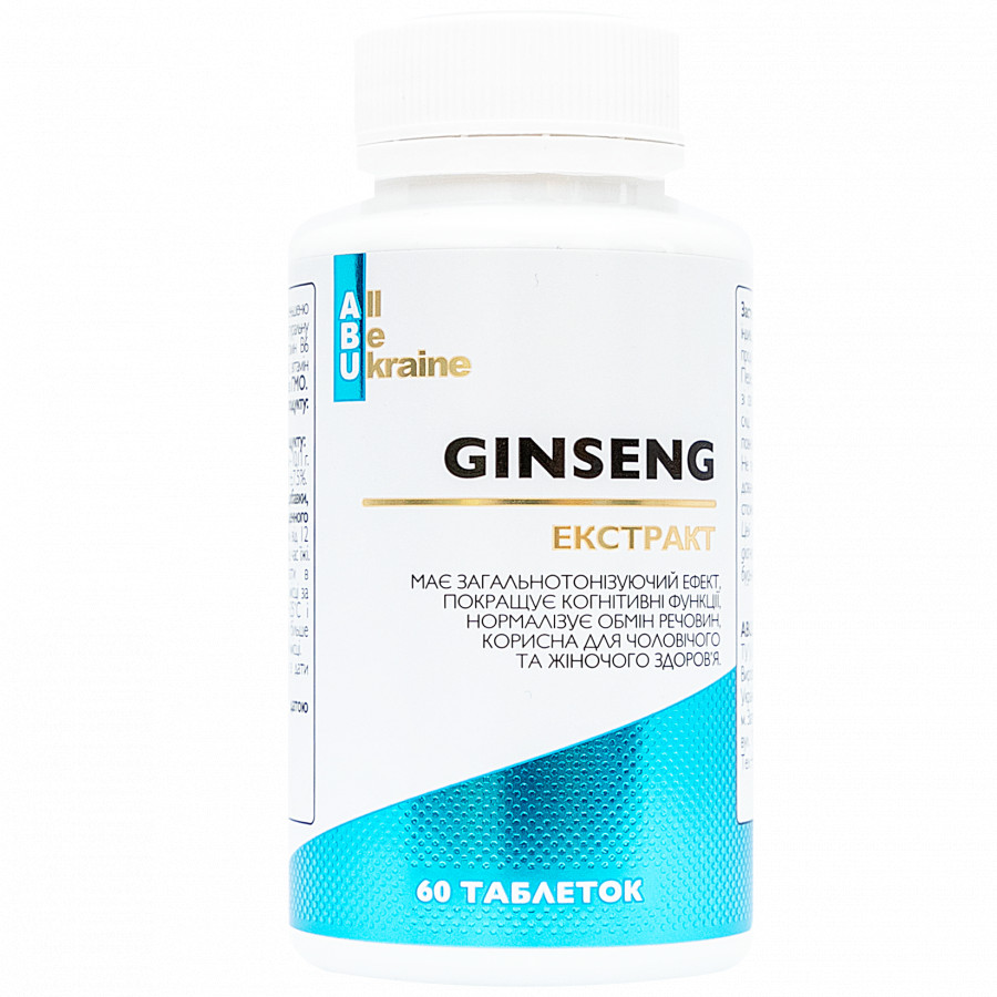 Адаптоген с экстрактом женьшеня и витаминами группы B Ginseng ABU, 60 таблеток