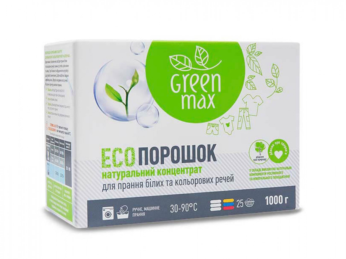 ECOпорошок, Green Max, стиральный порошок из натуральных компонентов, 1000 г
