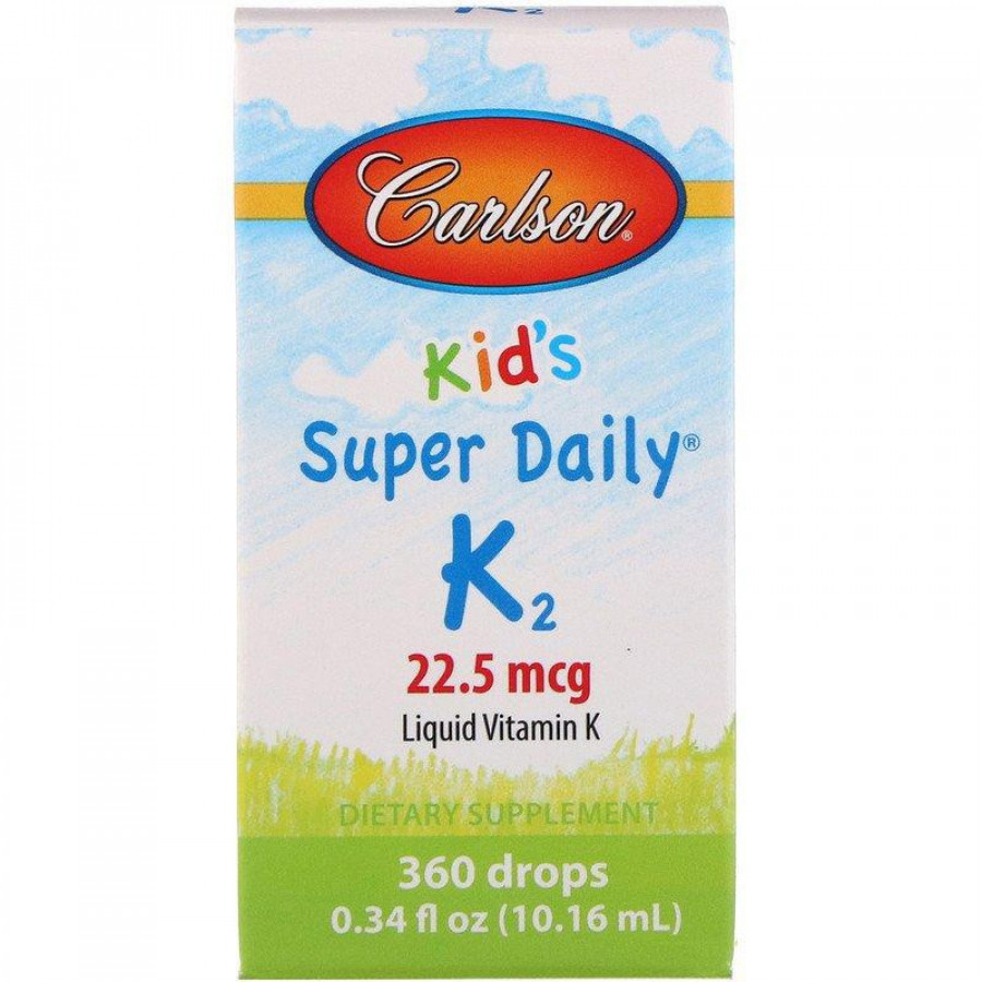 Детский витамин K2 "Kid`s Super Daily K2" 22,5 мкг, Carlson Labs, 10,16 мл