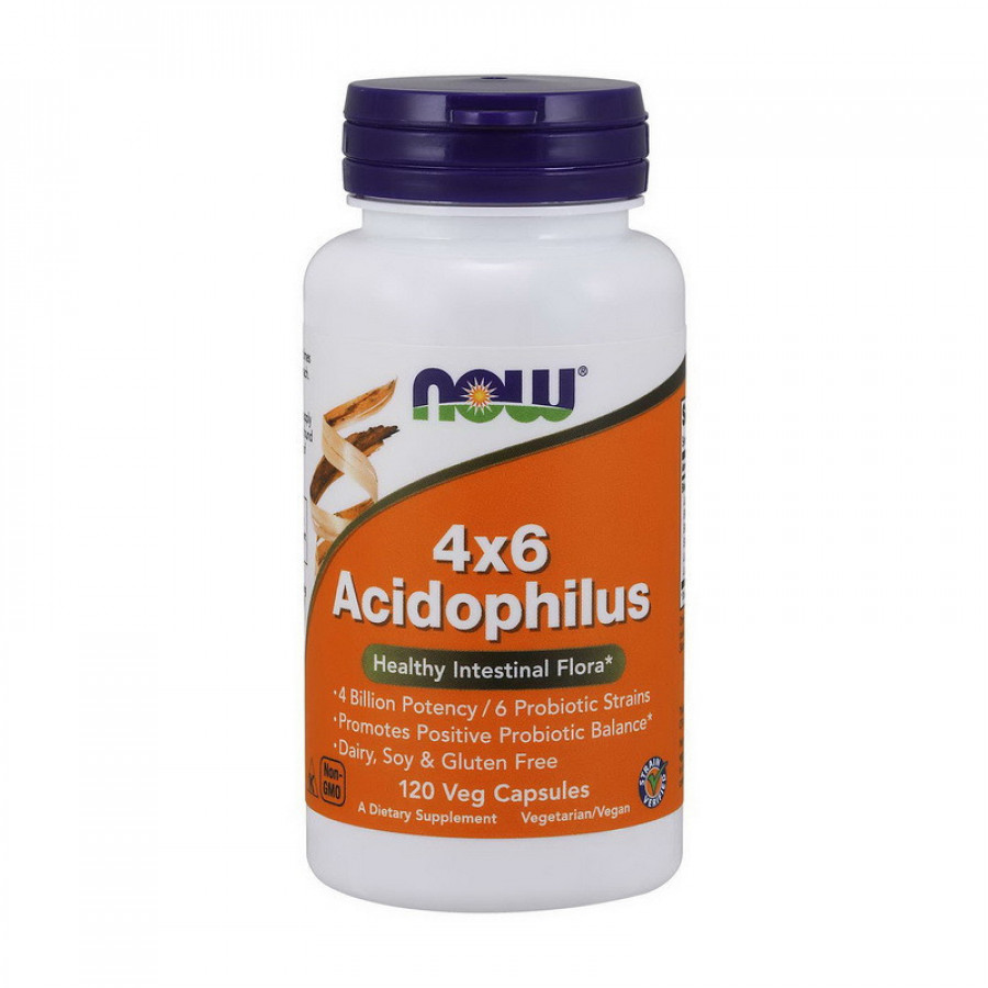 Пробиотики, 4x6 Acidophilus, Now Foods, 120 капсул