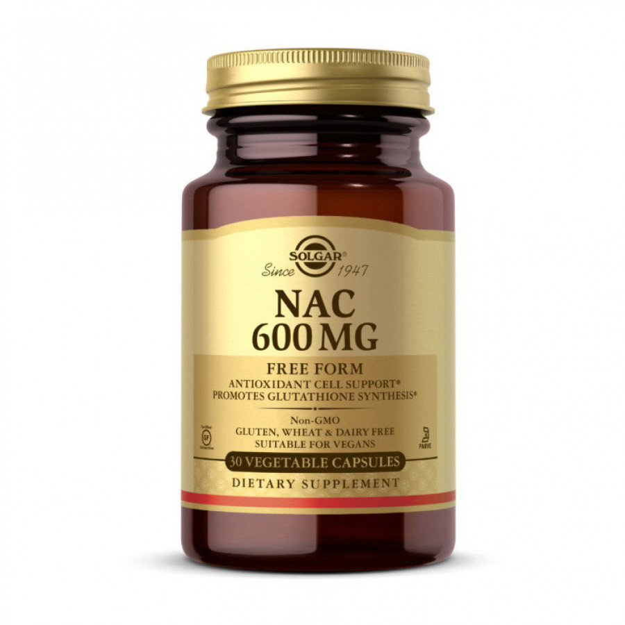 N-ацетилцистеин "NAC" 600 мг, Solgar, 30 капсул