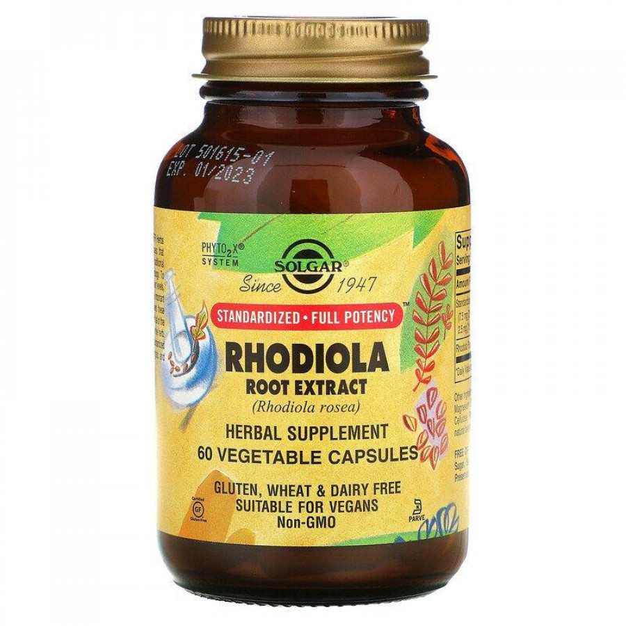 Экстракт корня родиолы "Rhodiola root extract" Solgar, 60 капсул