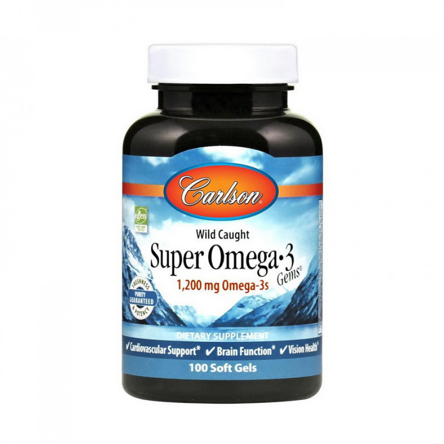 Супер-омега-3 "Super Omega-3s" Carlson Labs, 1200 мг, 100 желатиновых капсул