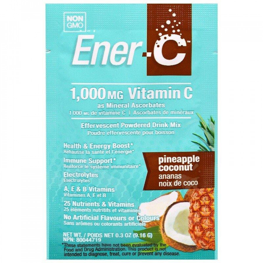 Электролитический напиток с витамином С, 1000 мг, ананас и кокос, Ener-C, 1 пакет