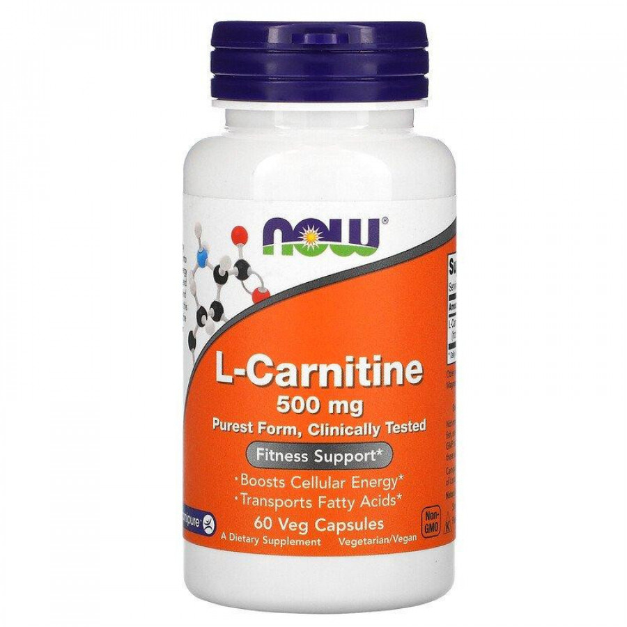 Л-карнитин "L-Carnitine purest form", Now Foods, 500 мг, 60 капсул