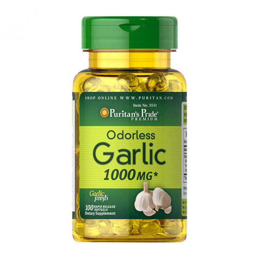 Концентрированный экстракт чеснока "Odorless Garlic Extract" Puritan's Pride, 1000 мг, 100 гелевых капсул
