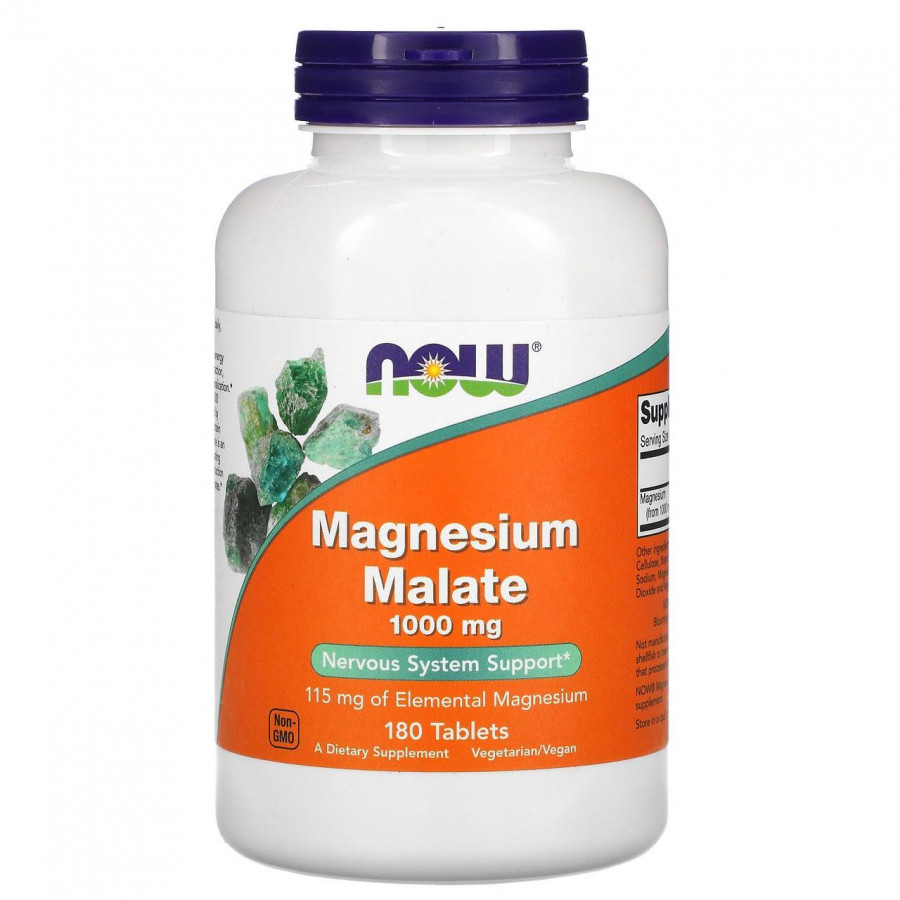 Малат магния "Magnesium Malate", Now Foods, 1000 мг, 180 таблеток