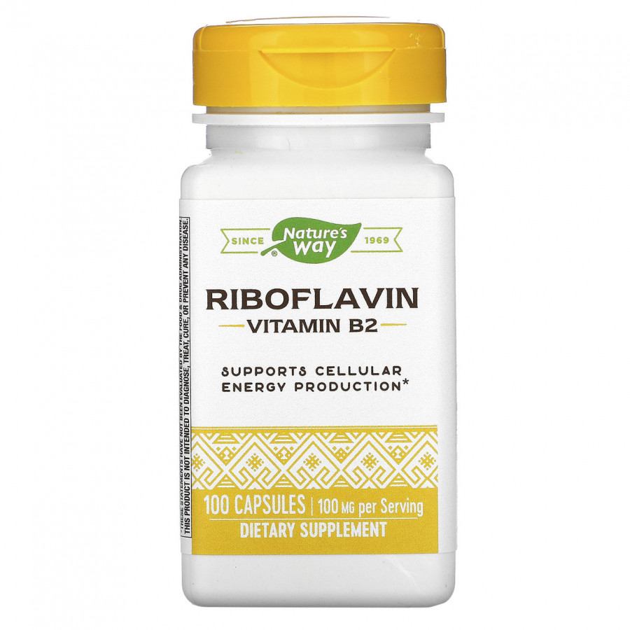 Витамин В2, рибофлавин, 100 мг, Nature's Way, 100 капсул