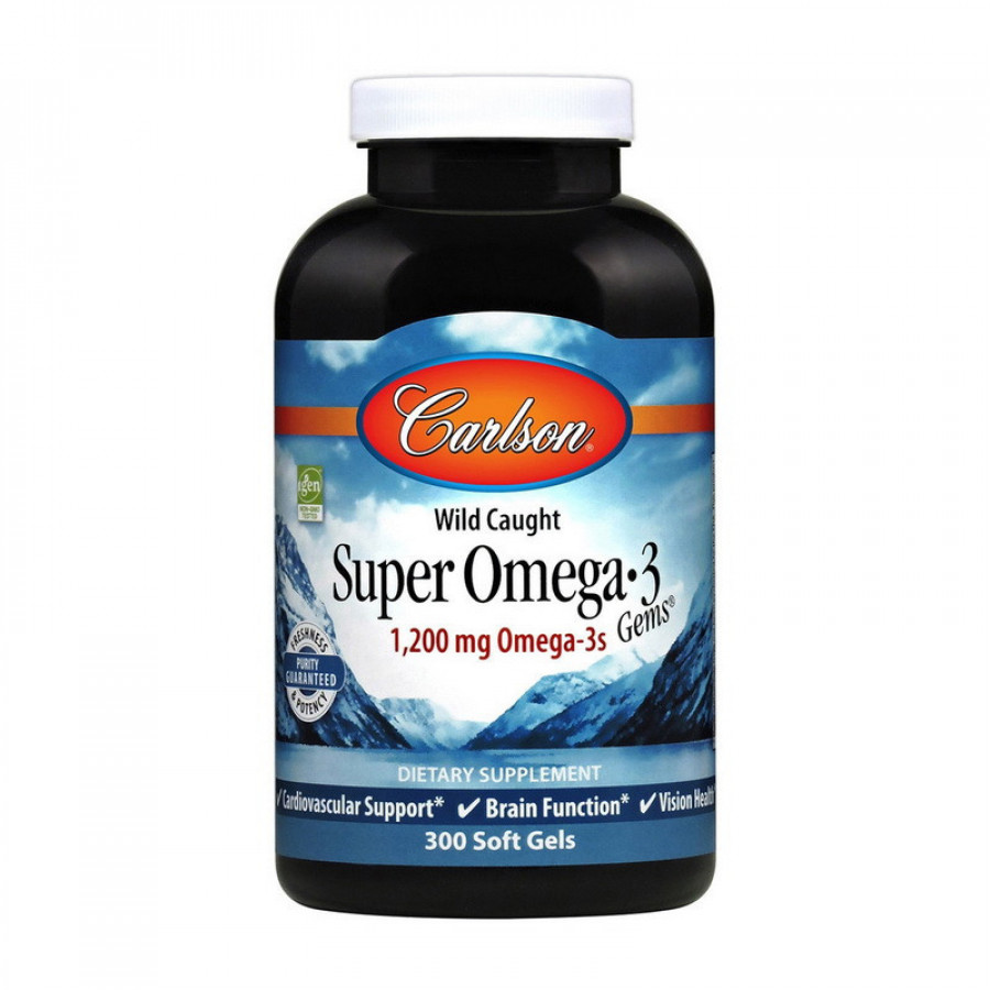 Супер-омега-3 "Super Omega-3s" Carlson Labs, 1200 мг, 300 желатиновых капсул