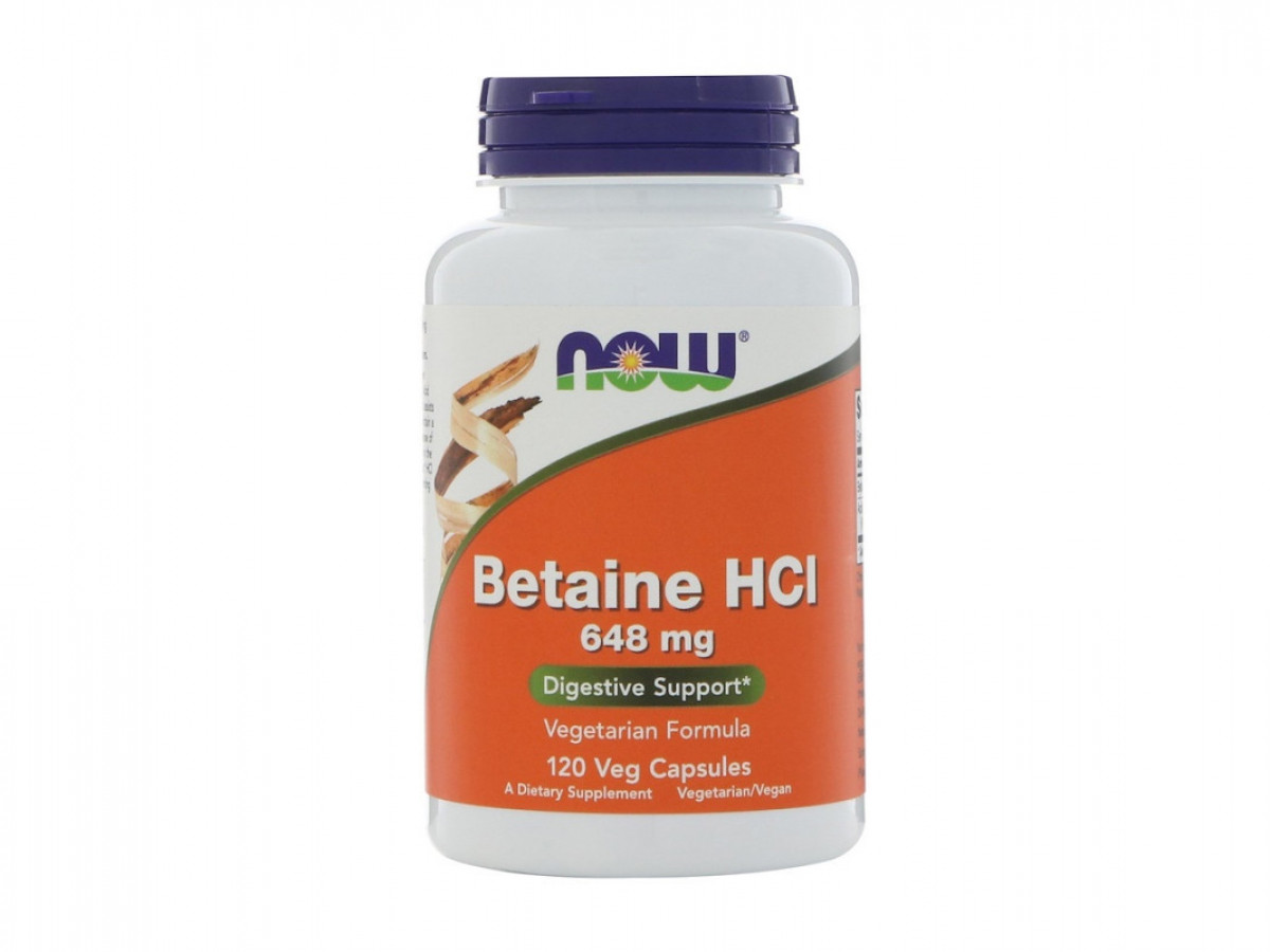 Бетаина гидрохлорид "Betaine HCL" Now Foods, 648 мг, 120 капсул