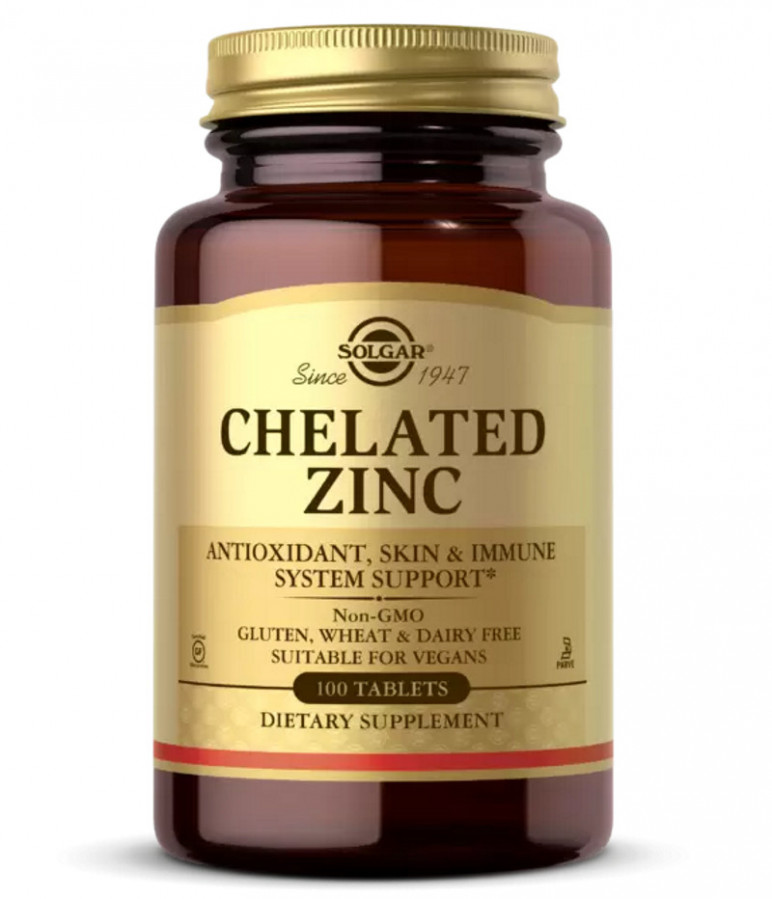 Цинк хелатный "Chelated Zinc" Solgar, 22 мг, 100 таблеток