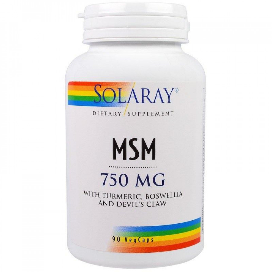 МСМ "MSM" 750 мг, Solaray, 90 капсул