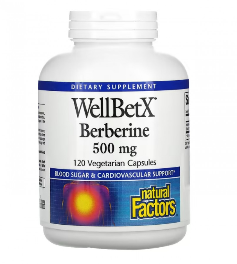 Берберин, Berberine, Natural Factors, 500 мг, 120 вегетарианских капсул