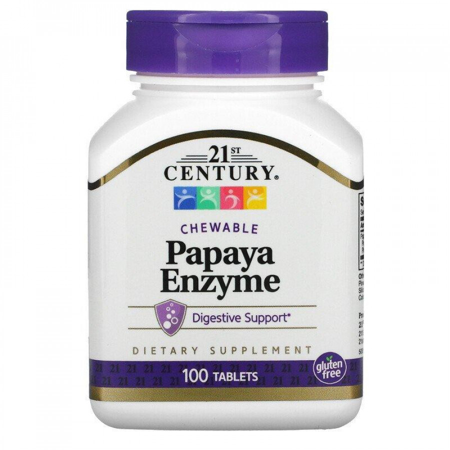 Ферменты папайи "Papaya Enzyme" 21st Century, 100 таблеток