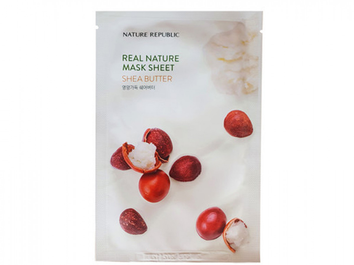 Тканевая маска Real Nature Mask Sheet Shea Butter, Nature Republic, питательная с маслом Ши, 21 мл